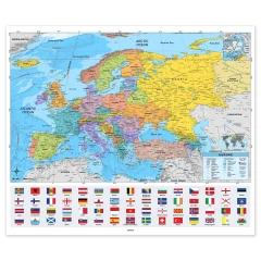 Antique map of pre-1914 Europe with flag pins marking the two rival blocs — alliances definition WW1
