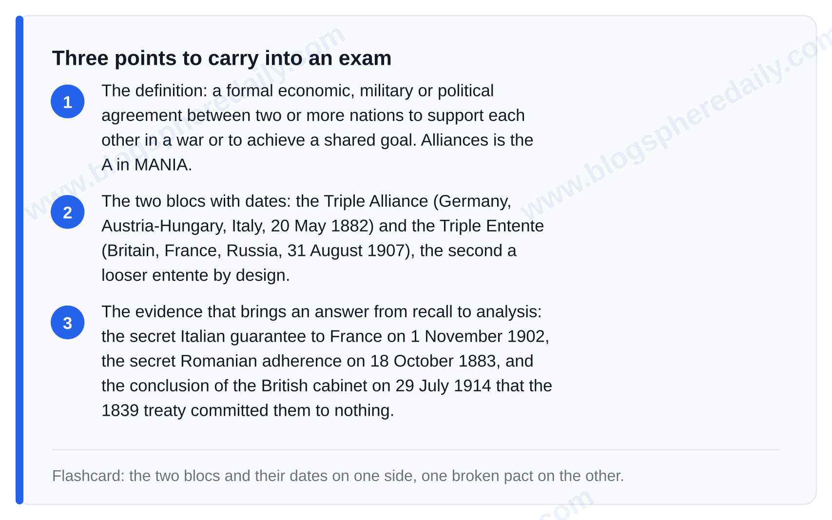 Alliances definition WW1: three points to carry into an exam